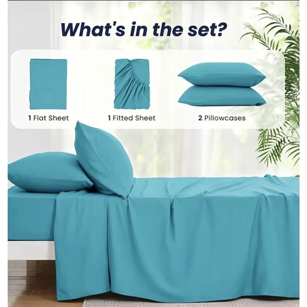 Hopeglee Ultra Thick 2200tc Bamboo Cooling Sheet Set Queen In White New